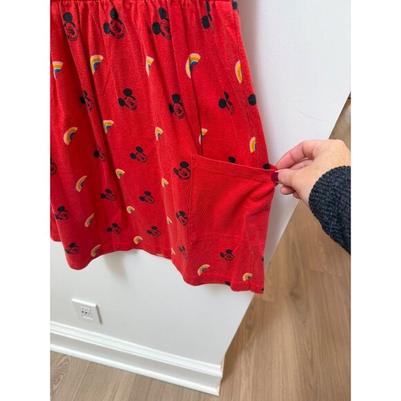 Disney Hanna Andersson Girls Red Mickey Mouse & Rainbow Dress W/ Pockets Size L - Picture 3 of 4